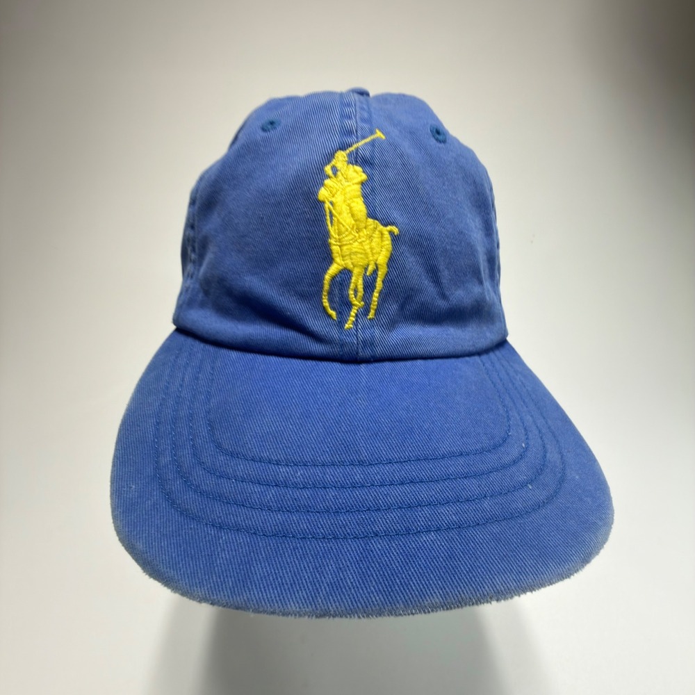 Polo Ralph Lauren Big Pony #3 Strapback Hat Blue Yellow Adjustable